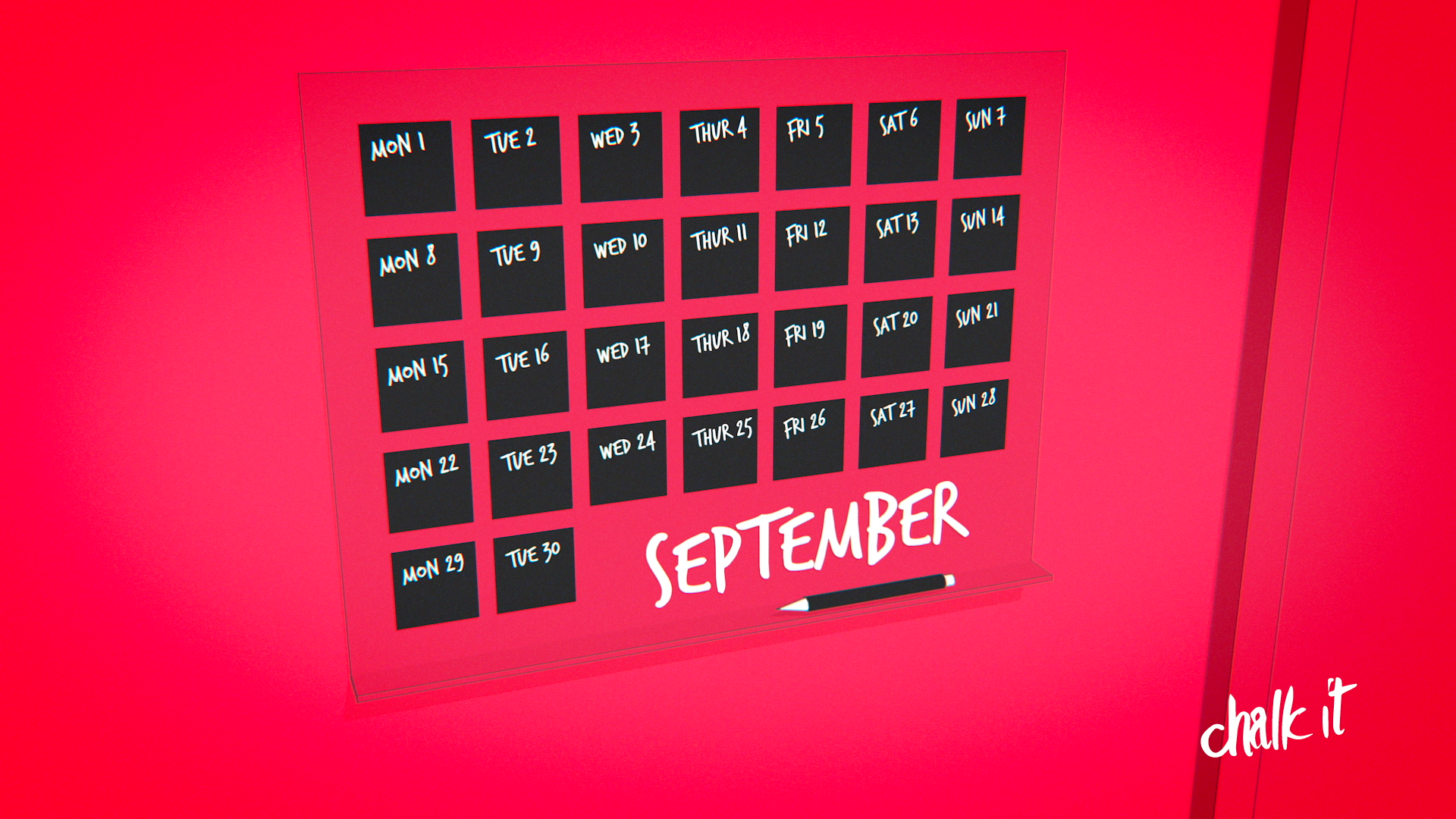 Das Beispiel zeigt einen grafisch abstrahierten Kalender des Monats September.