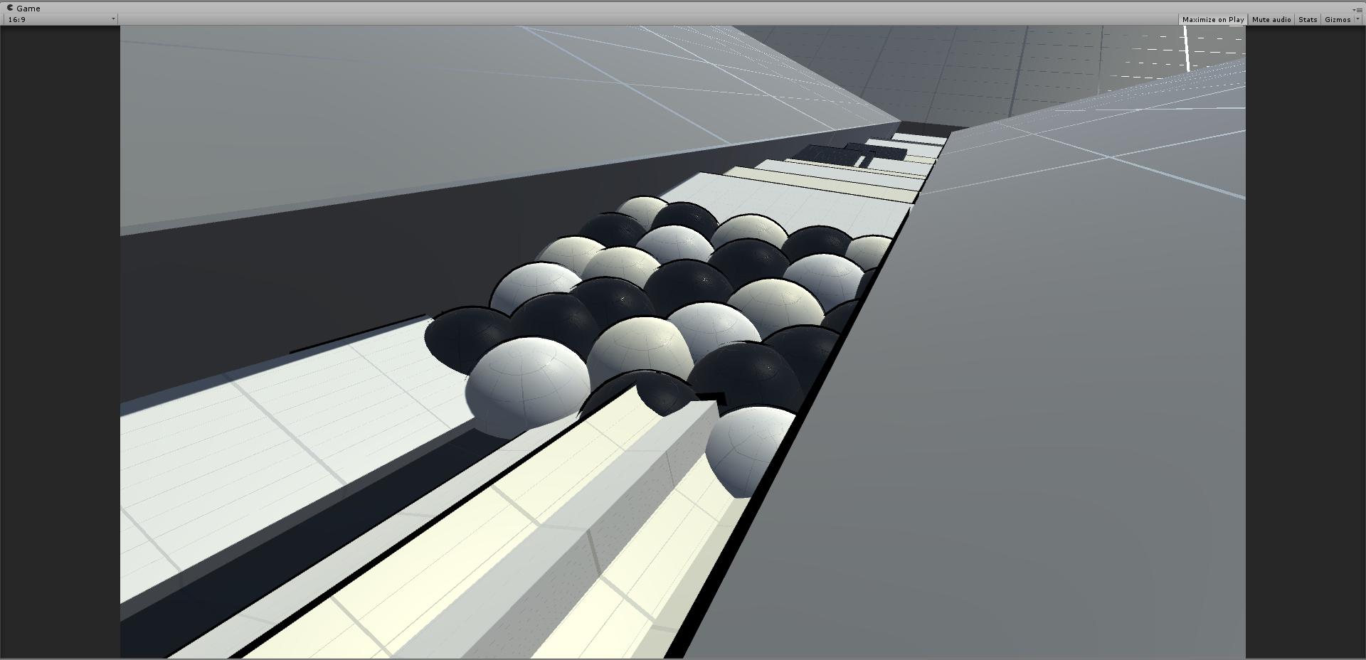 Screenshoot Level Design. Vertikale Rampe mit verschiedenen Bodenstrukturen
